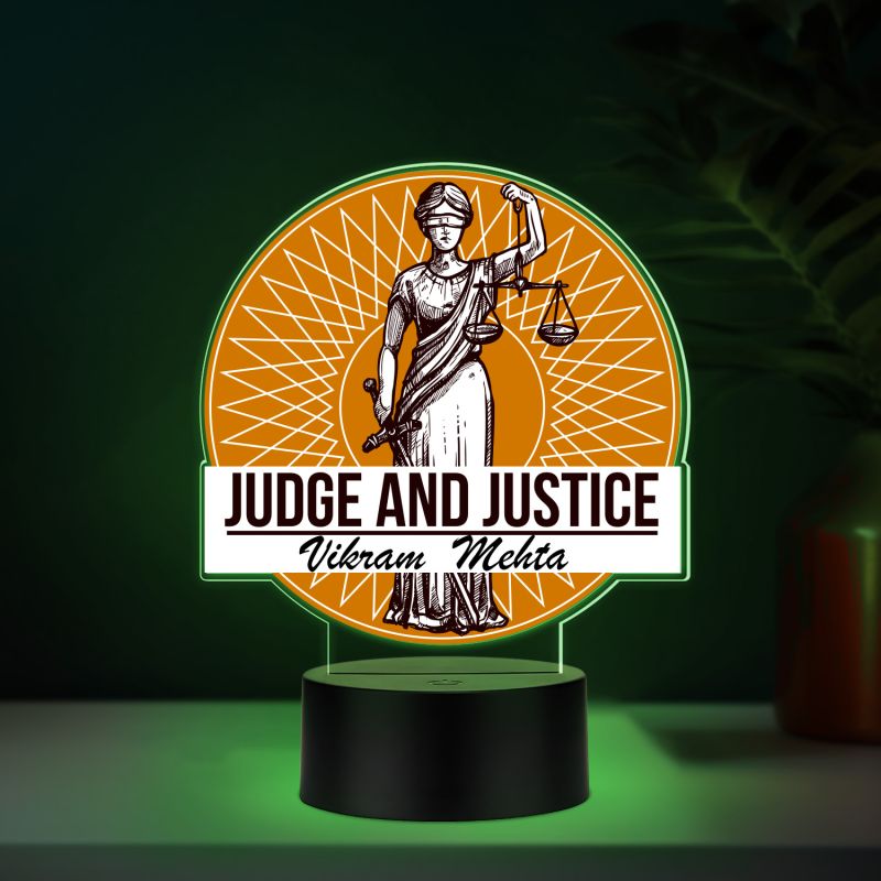 Personalized Judge and Justice LED Lamp with Automatic Color Changing Light Gift for Judge Men & Women | Home & Office Desk Decor Light